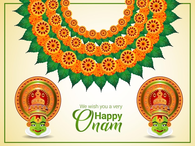 Biglietto di auguri per la celebrazione di onam con illustrazione