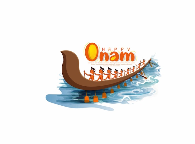 Onam festival concept with rowing a snake boat during the 'onam' festival in kerala india