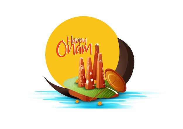 Vector onam festival concept with rowing a snake boat during the 'onam' festival in kerala india