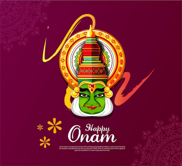 Vector onam festival kathakali kerala illustration