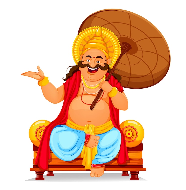 वेक्टर onam festival in kerala greeting card onam celebration traditional indian holiday king mahabali