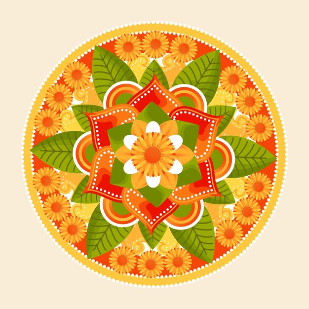 Vector onam floral decoration theme