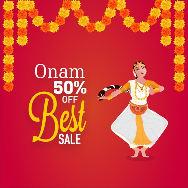 Onam sale background with kathakali dancer