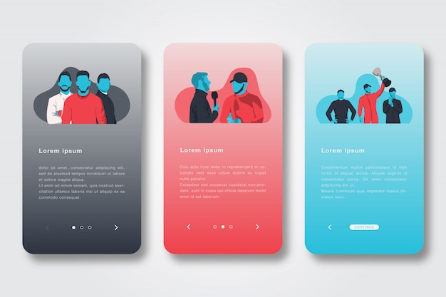 Vettore onboarding app semplice illustrazione