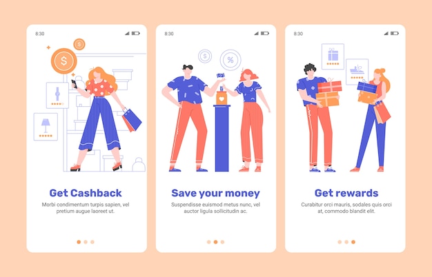 Vector onboarding finance mobile application.