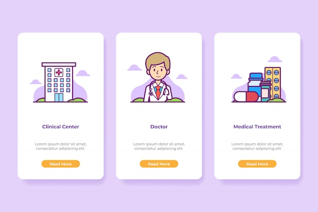 Onboarding Hospital Medical Application Interface schermset