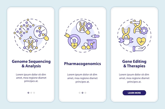 Onboarding mobiele app-scherm voor genomische geneeskunde