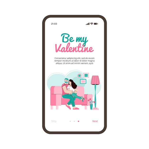 Onboarding mobile page design for online dating website app