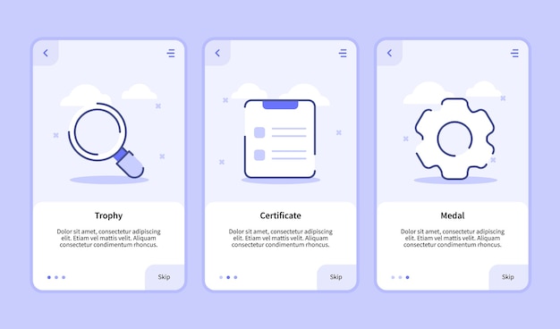 Onboarding-scherm voor gebruikersinterface voor bannerpagina van mobiele apps