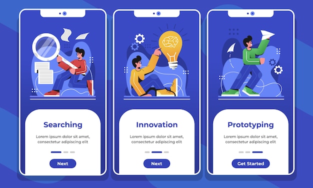 Schermi onboarding prototipazione di app mobili