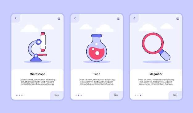Onboarding template for mobile apps design ui for medical microscope