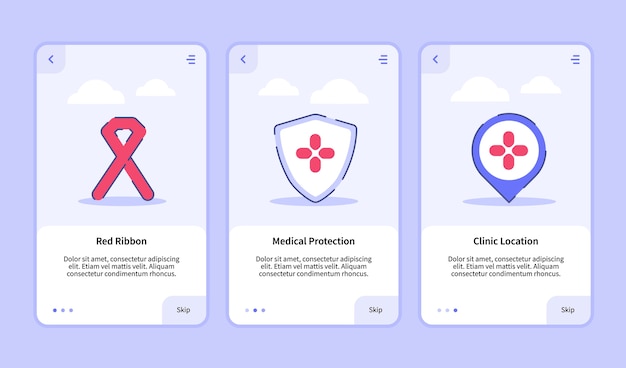 onboarding template for mobile apps design ui for Medical red ribbon