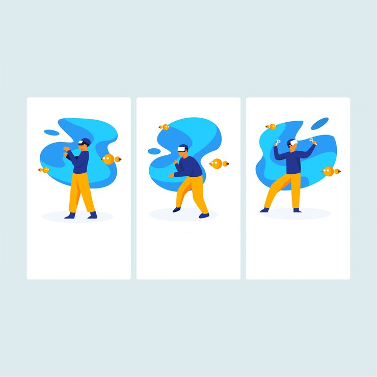 Vector onboarding vr illustration