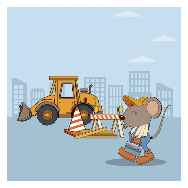 Onder constrution mouses werknemers cartoons