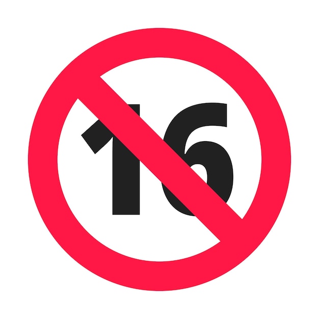 Onder de 16 verboden ronde pictogram teken vector illustratie