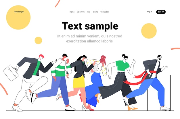 Ondernemers groep loopt cross finish lijn leiderschap concept doel motivatie succes horizontaal