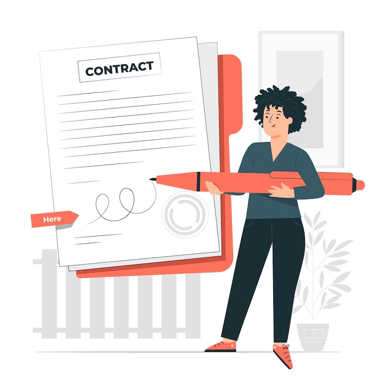 Vector ondertekening van een contract concept illustratie