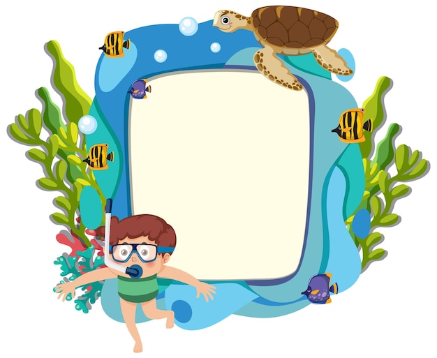 Vector onderwater avontuur frame illustratie