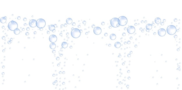 Vector onderwater sissende luchtbellen. koolzuurhoudende drank. vector illustratie.