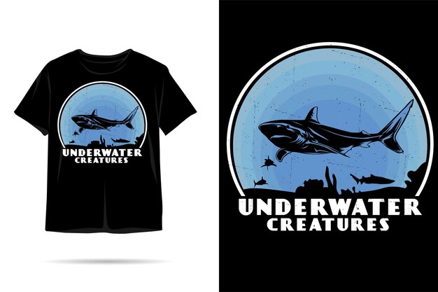 Onderwater wezens silhouet tshirt ontwerp