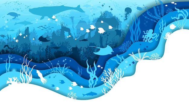 Onderwaterlandschap met mariene koralen gesneden uit papier