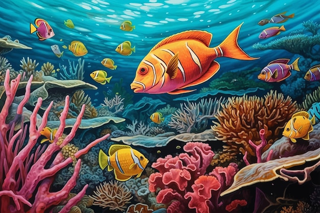 Vector onderwaterwereld met koraalvissen