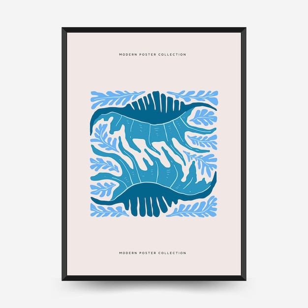 Onderwaterwereld oceaan zee vissen en schelpen verticale flyer of poster sjabloon Moderne trendy