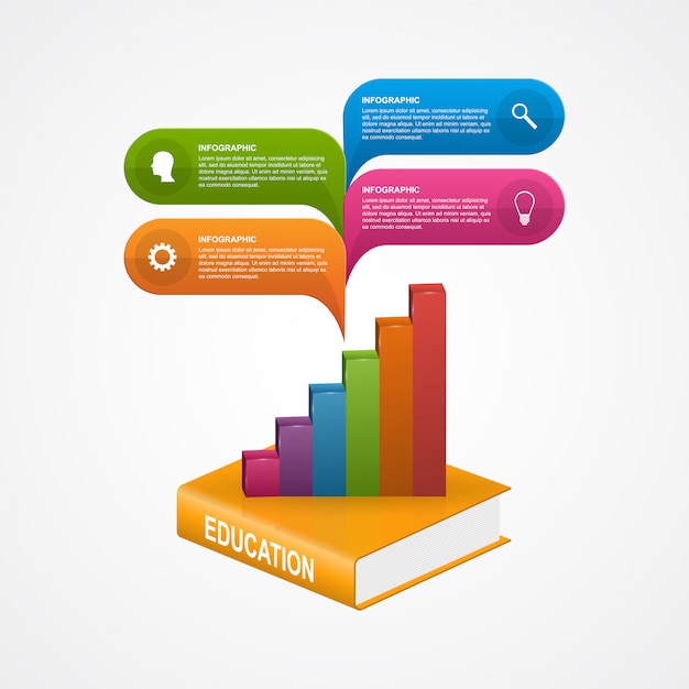 Onderwijs boeken stap optie infographics.