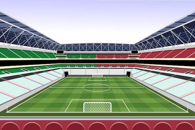 Vector onderwijs city stadium football wereldbeker achtergrond voor banner voetbalkampioenschap 2022 in qatar