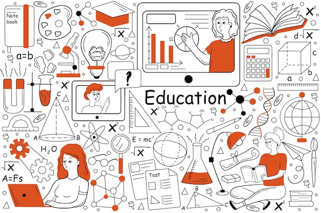 Onderwijs doodle set