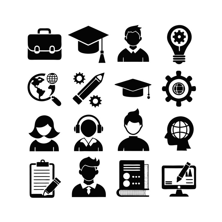 Vector onderwijs en leren icon set collectie vector illustratie