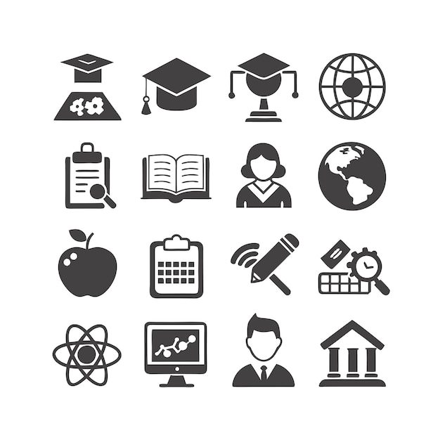 Onderwijs en leren Icon Set Collectie Vector voor UI Documents Websites en mobiele toepassingen