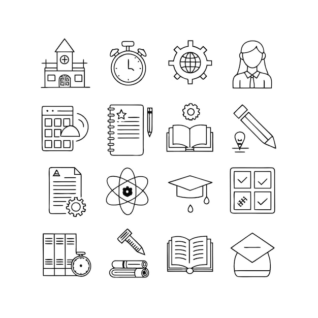 Onderwijs en leren Icon Set Collectie Vector voor UI Documents Websites en mobiele toepassingen