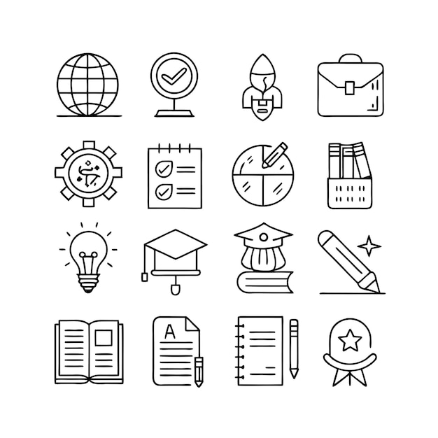 Onderwijs en leren Icon Set Collectie Vector voor UI Documents Websites en mobiele toepassingen