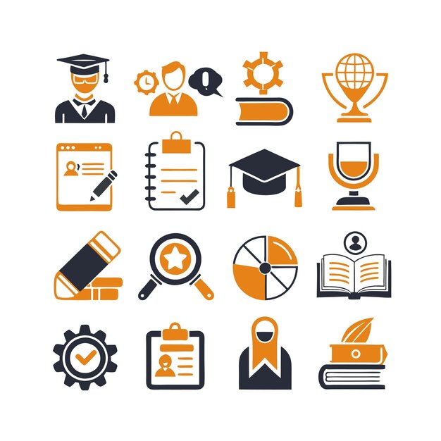 Onderwijs en leren Icon Set Collectie Vector voor UI Documents Websites en mobiele toepassingen