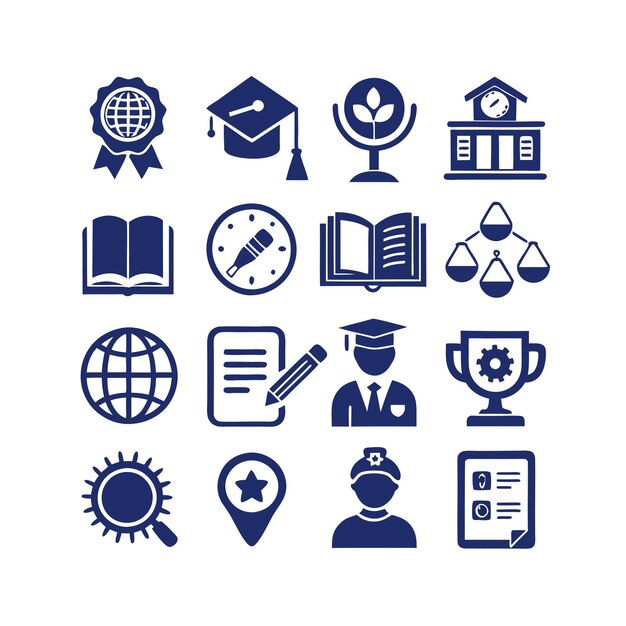 Onderwijs en leren Icon Set Collectie Vector voor UI Documents Websites en mobiele toepassingen