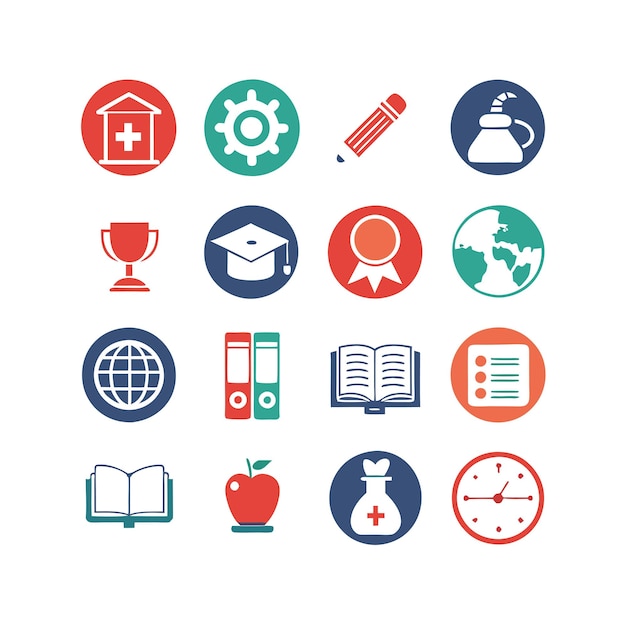 Onderwijs en leren Icon Set Collectie Vector voor UI Documents Websites en mobiele toepassingen