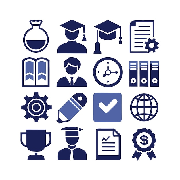 Onderwijs en leren Icon Set Collectie Vector voor UI Documents Websites en mobiele toepassingen
