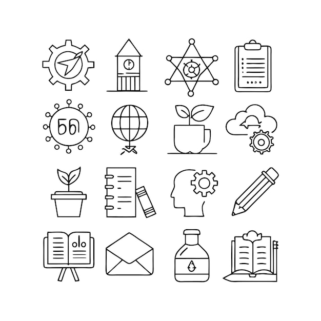 Onderwijs en leren Icon Set Collectie Vector voor UI Documents Websites en mobiele toepassingen