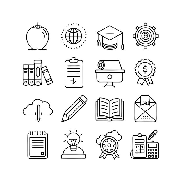 Onderwijs en leren Icon Set Collectie Vector voor UI Documents Websites en mobiele toepassingen