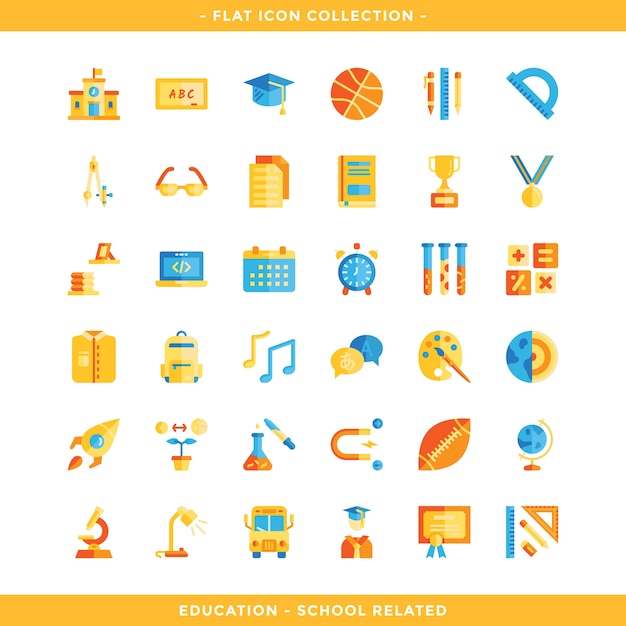 Onderwijs en School gerelateerde Flat Icon Set