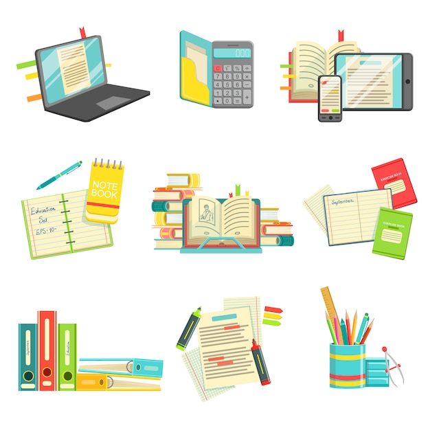 Onderwijs en studies gerelateerde illustraties instellen