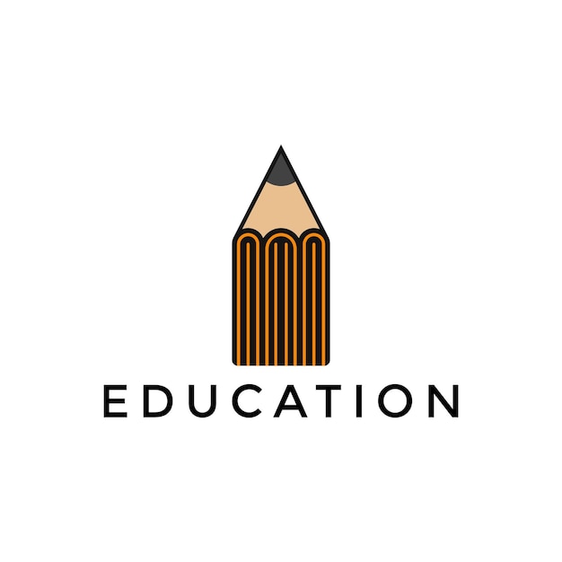 Onderwijs grafisch vector illustratie logo ontwerp met boek en potlood combinatie concept