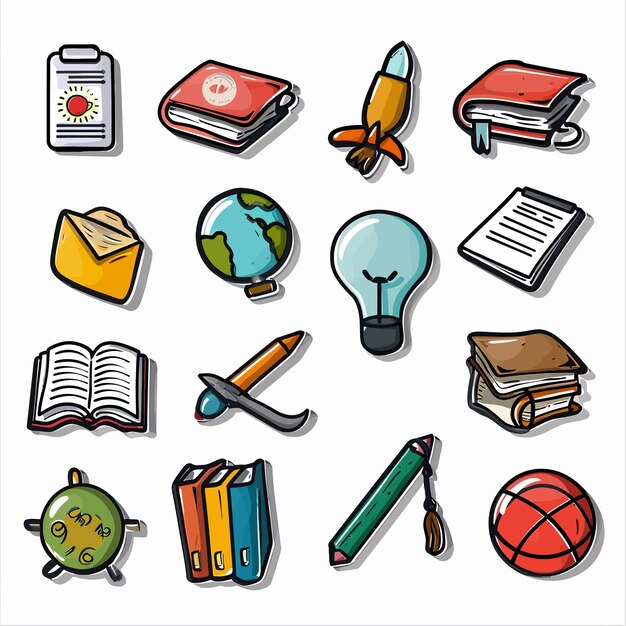 Onderwijs_icon_sticker_set_vector_illustration