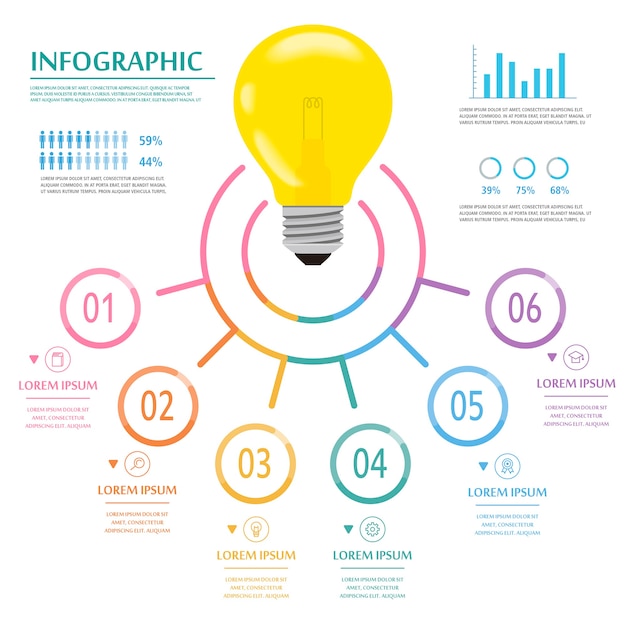 Onderwijs infographic sjabloonontwerp met mooie lamp