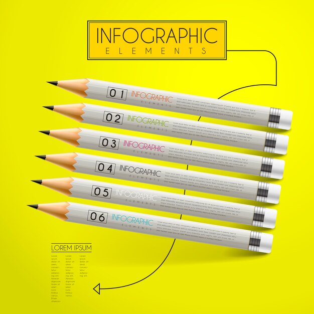 Onderwijs infographic sjabloonontwerp met potloden element