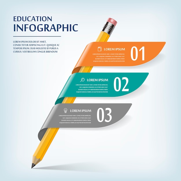 Onderwijs infographic sjabloonontwerp met potloodelementen