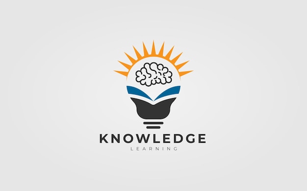 Onderwijs Logo Design Concept voor gloeilamp en menselijk brein