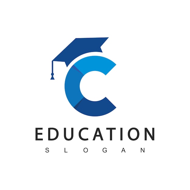 Onderwijs logo design template creatief en slim concept met behulp van letter c-symbool