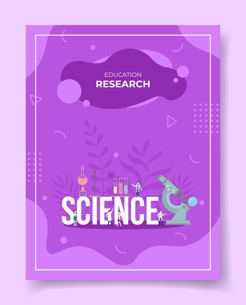 Onderwijs onderzoek concept mensen rond woord wetenschap Microscoop chemieglas voor sjabloon